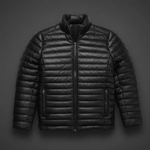 Cold Resistant Soft Sheep Leather Winter Puffer Coat Heat Locking Padding Hooded Design Front Comfortable Fit Contemporary City - Product Image 3