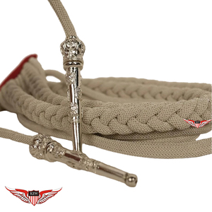 Cordon tressé en nylon beige avec embout métallique pour vêtements classiques - Product Image 3