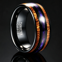 Bague en carbure de tungstène noir avec incrustation de bois et de lapis-lazuli, alliance de mariage bombée de 8 mm pour homme, bijoux inspirés de la nature en gros