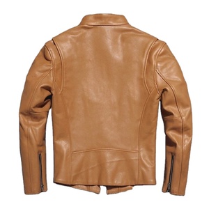 Chaqueta de cuero genuino personalizada con servicio OEM para hombre, chaquetas de hombre con cremallera para uso en invierno, nuevas chaquetas de cuero a la moda para hombre a la venta - Product Image 5