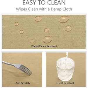 Waterproof Faux Linen Rectangle Tablecloth 60x120 Inch Stain & Wrinkle Resistant Washable Decorative Fabric <b>Table</b> <b>Cover</b> - Product Image 4