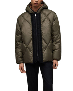 Men's Puffer Jacket-Waterproof Canvas <b>Stand</b> Collar Front Logo Winter Coat-Modern Functional Daily Wear Gear - Product Image 1