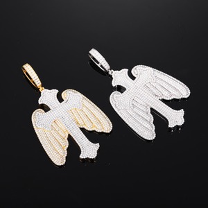 Colgante de Cruz con Alas de Ángel para Niños, Chapado en Oro sobre Plata 925, con Microincrustaciones de Moissanita, Estilo Hip-Hop, Europeo Americano, Personalizado - Product Image 2