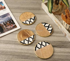 Posavasos Decorativos Modernos Personalizados de Madera de Acacia para Tazas de Café y Bebidas - Product Image 1