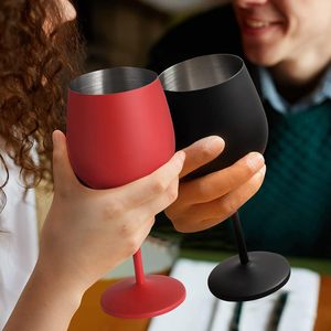 Gobelet à vin en acier inoxydable à tige rouge SKI, capacité 300 ml, design classique, tasses à boire colorées de luxe, cadeaux promotionnels - Product Image 4
