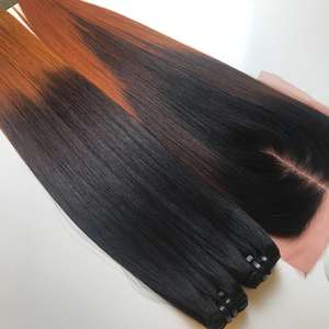 Extensiones de cabello largo SMA Precio al por mayor Mejor calidad Ombre Color naranja Cabello humano vietnamita Hueso recto Super Doble dibujado - Product Image 4