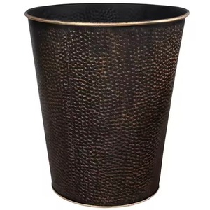 Rectangular Metal Paper Basket Black With Gold Trim Open Top Minimalist Style Indoor Household Waste <b>Bin</b> Trash Can - Product Image 6