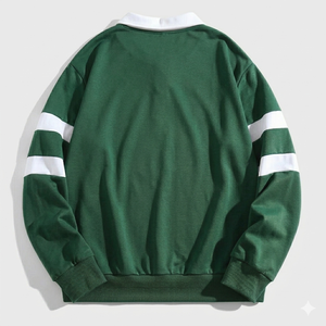 เสื้อเชิ้ตผู้ชายแฟชั่นสีเขียวขาวล้วน แขนยาว ระบายอากาศ แห้งเร็ว สไตล์วินเทจ ผ้าถัก ทรงหลวม ใส่ได้ทั้งฤดูใบไม้ร่วงและฤดูหนาว - Product Image 2