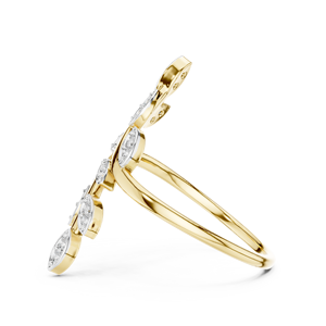 Bague de Fiançailles et de Mariage en Or Jaune 18 carats Plaqué Rhodium avec Diamant de Laboratoire Taillé en Forme de Goutte de Rosée, Idéale pour Cadeau de Saint-Valentin, Événements Glamour et Tendances - Product Image 2