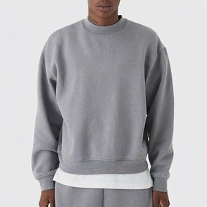 Sweat-shirt gris à col rond pour homme, coupe classique, couleur unie, coton French Terry, pull décontracté, vêtements d'automne et d'hiver, streetwear - Product Image 1