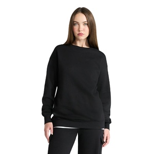 Fournisseur du Bangladesh, dernières tendances, sweats à capuche et sweat-shirts noirs surdimensionnés pour femmes, sweats à col rond de couleur unie - Product Image 2