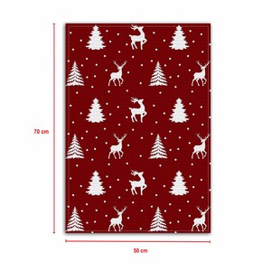 Serviette de cuisine de couleur rouge avec un magnifique motif imprimé pour Noël, avec taille et logo personnalisés à un prix abordable. - Product Image 5