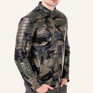 Veste d'hiver pour homme en cuir véritable et toile, col montant, imperméable, respirante, coupe-vent, écologique, séchage rapide, fabriquée au Pakistan - Product Image 2