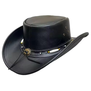 Chapeau de cowboy classique en cuir le plus vendu pour les aventures en plein air, fait main, décontracté, toutes saisons, à large bord - Product Image 6