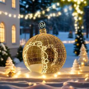 3M 5M Led blanc chaud grand arc <span class=keywords><strong>de</strong></span> Noël extérieur rond 3D boule lumière motif lumières décorations pour rue personnalisée - Product Image 1