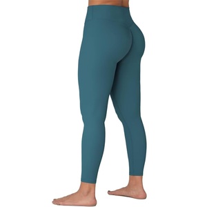 Women's High Waist <b>Knee</b>-<b>Length</b> Gym <b>Leggings</b>-SpandexCotton Breathable Anti-Bacterial Super Soft SEAMED Knitted Fabric Custom OEM - Product Image 4