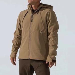 Chaqueta de Forro Polar con Capucha para Hombre, Transpirable, con Cierre de Cremallera, Resistente al Viento, Informal, para Exteriores, Otoño, Corte Regular, Color Marrón Sólido - Product Image 1