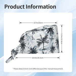 Island <b>Style</b> Coconut Tree Medical Scrub Hat - Professional Bouffant Cap with Elastic High-Quality Printed Surgical <b>Head</b> Cover - Product Image 4