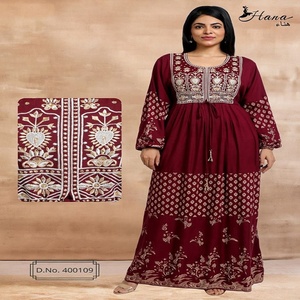 Abaya Kaftan en Viscose rouge décontracté et beau, superbe broderie Kaftan pour dames occidentales Farasha Abaya femmes - Product Image 3