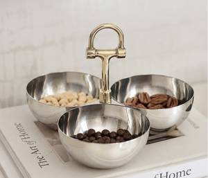 Ensemble de service 3 bols en métal haut de gamme avec centre de table en forme de mors de cheval, idéal pour les collations, les noix et les bonbons, décoration de table pour la maison - Product Image 5