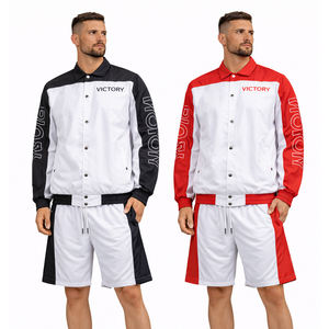 Custom Mens 2 Piece Tracksuit Set Coach Jacket Shorts Sportswear Custom Logo Casual <b>Athletic</b> Outfit Windbreaker Suit for Men - Product Image 1
