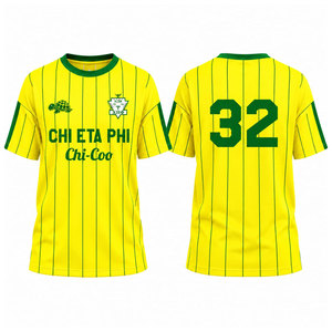 T-shirt à manches courtes rayé pour homme Chi Eta Phi, imprimé jaune et vert, coupe décontractée, respirant, col rond - Product Image 1