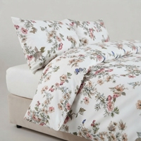 Parure de lit Chirpy Dawn avec 2 taies d'oreiller, drap plat en coton imprimé floral moderne 150 TC