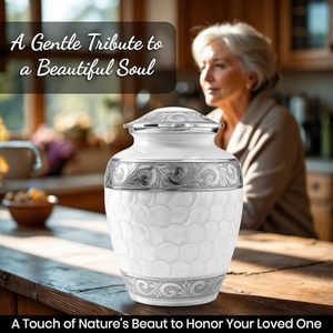 Majestic Adult Aluminum Cremation Funeral Urn Memorial <b>Ash</b> <b>Keepsake</b> Holder Featuring Secure Threaded Lid And Elegant Texture - Product Image 5
