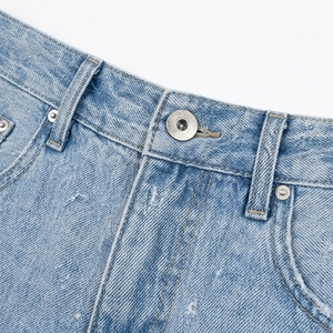 Wholesale Men's Unisex Denim <b>Boot</b> Cut Mid Waist Button Front Quick Dry Bermuda Shorts <b>Summer</b> Vintage Style Street Wear Casual - Product Image 3