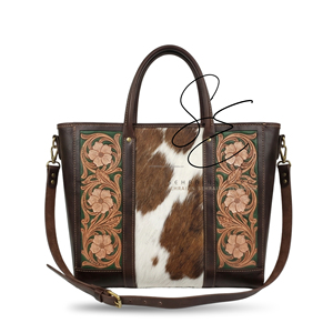 Bolso Tote para Mujer Sehrainn, de Cuero Genuino, con Paneles de Piel de Vaca, Diseño Floral, Hecho a Mano, Estilo Vintage, con Asa Superior, Bolso Bandolera, para Viajes y Oficina - Product Image 1