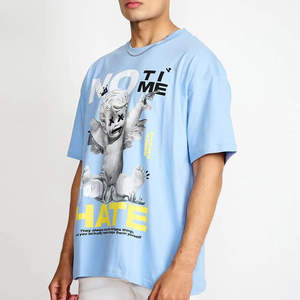 T-shirt pour homme 100% coton, coupe ample, imprimé, tissu en toile de haute qualité, design vieilli, faible MOQ 10 pièces, meilleur prix de vente - Product Image 1