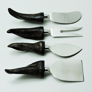 4 Piece Cheese Utensil <b>Set</b> Stainless Steel Wood Handle Serving Tools Food Safe <b>Hand</b> <b>Wash</b> Only - Product Image 3