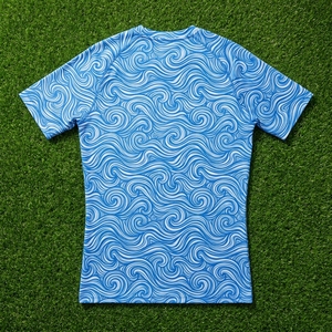 เสื้อคอมเพรสชั่นแขนยาวผู้ชาย ลายคลื่นสีน้ำเงิน สำหรับออกกำลังกาย ฟิตเนส วิ่ง เล่นกีฬา เสื้อชั้นในสำหรับนักกีฬา - Product Image 5