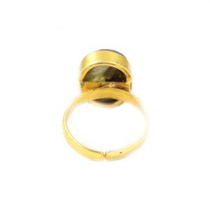 Statement Style Gold Foil Doublet Grey Moonstone Fancy Shape 18K Gold Plated Ring <b>Brass</b> Jewelry For Women Rings Wholesale Bulk - Product Image 3