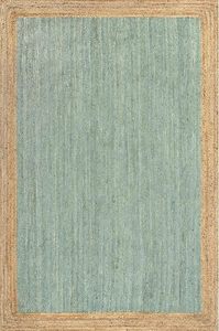 Modern Flat <b>Weave</b> Jute Area Rug Solid Color Rectangle Non Slip Living Room Floor Carpet Thin Pile Natural Border - Product Image 6