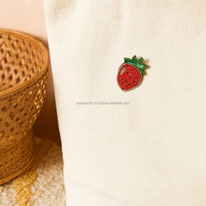 Strawberry Beaded Alloy Silver Plated Brooch Pin Embroidered Sequin Badge Seed Beads Lapel <b>for</b> Jackets Bags Hats Custom - Product Image 4