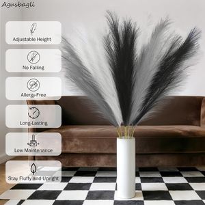 8 Piezas de Decoración de Hierba de Pampas Artificial Negra, 35 Tallos de Hierba de Pampas Artificial Esponjosos y Altos, Flor Blanca, Planta Artificial Grande - Product Image 3