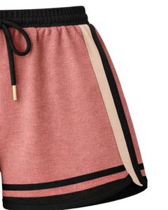 Dusty Pink Black Women Camisole And Shorts <b>Set</b> Summer Two Piece Outfit Cotton Blend Crop Top Mushroom Print Drawstring Shorts - Product Image 5