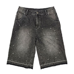 Pantalones Cortos Bermuda de Mezclilla Oscura para Hombre, Cintura Media, Casuales, Tejidos, Transpirables, Ecológicos, con Botones, Diseño Sólido, Logotipo Frontal - Product Image 3