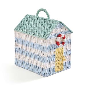 Cesta de juguetes de mimbre con forma de casa, cesta de almacenamiento de fibra de papel natural, cesta decorativa para guardar juguetes en la sala de juegos de los niños - Product Image 1