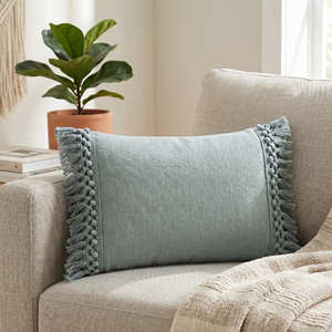 Housse de coussin décorative en coton vert olive avec bordure tressée, coussin d'appoint de luxe, décoration scandinave - Product Image 4