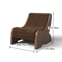 Fauteuil lounge moderne marron Sageliving en gros, fauteuil rembourré avec structure en bois pour la maison et l'hôtellerie