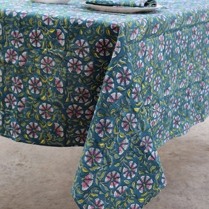 Mantel de Algodón con Estampado Floral, Tamaño Personalizado, Elegante Mantel con Estampado Indio, Diseño Étnico, Mantel Rectangular Estampado - Product Image 3