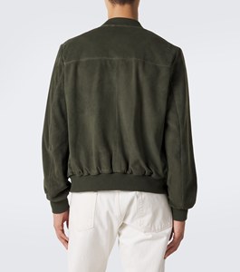 Chaqueta Bomber de Gamuza Premium Verde Oliva para Hombre, Cuello Alto, Cierre de Cremallera, Ropa Casual de Otoño, Fabricación Personalizada al por Mayor - Product Image 4