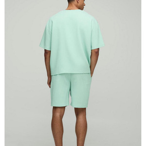 Conjunto de camiseta y pantalones cortos acanalados para hombre, OEM, verano, talla grande, dos piezas, ropa informal para estar en casa, ropa deportiva, venta al por mayor - Product Image 2