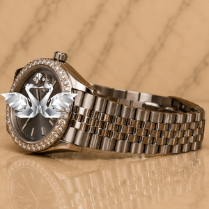 Premium Rose <b>Gold</b> Brown Dial Full Diamond <b>Watch</b> <b>Men</b> Luxury Bracelet <b>Watch</b> - Product Image 3