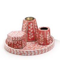 Meilleures ventes Spécial Aïd Luxe Coffret Mubkhar en bois coloré multi-formes avec incrustations, Brûleur de Bakhoor, Ensemble plateau de service Madkhan Son