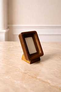 Brown Handcrafted wooden <b>frame</b> on a stand made of natural wood - Product Image 2