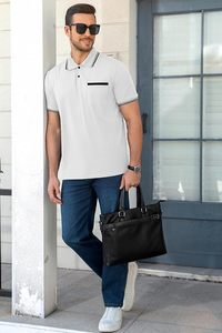 Polo de Algodón Grueso de Primera Calidad, Estilo Americano Clásico, Polo Elegante con Cierre de Botones - Product Image 2