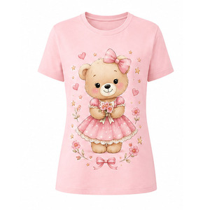 Camiseta con estampado gráfico para mujer, camiseta transpirable de algodón con cuello redondo y manga corta, ropa de calle a la moda para uso diario, ropa informal de verano - Product Image 1